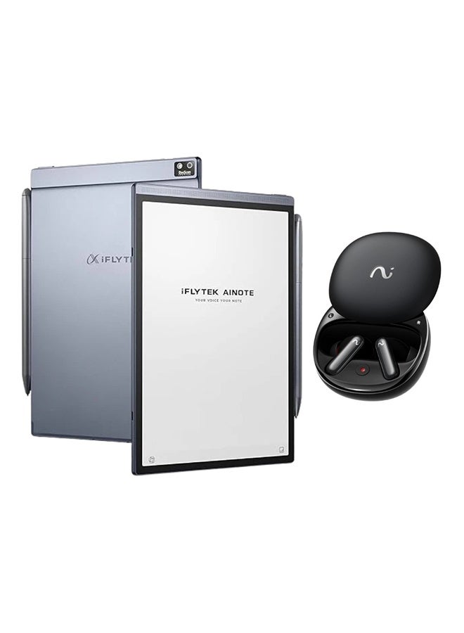 iFLYTEK تابلت AINOTE Air 2 بالحبر مع قلم ستايلس، تحويل الصوت إلى نص، ترجمة لغات، نظام أندرويد، مع سماعات أذن لاسلكية Viaim RecDot الذكية باللون الأسود - Image 1